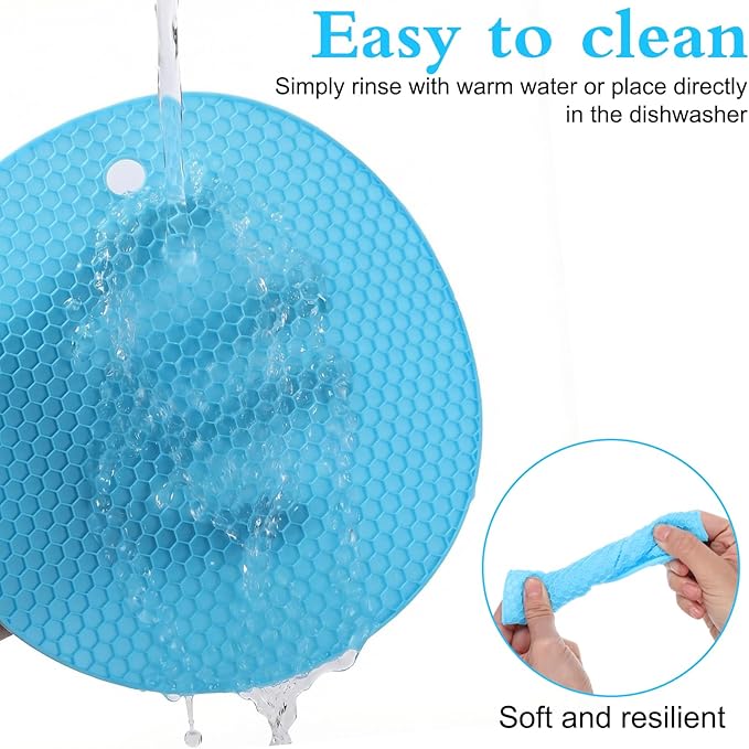3pcs Rubber Grippers for Opening Jars - 7 Inch Rubber Jar Opener Grippers Non-Slip Round Bottle Lid Opener - Heat Resistant Coasters Mats for Weak Hands Seniors Children, Orange Blue Gray