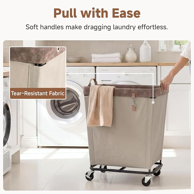 StorageWorks 210L Laundry Basket with Wheels, Rolling Hampers for Clothing