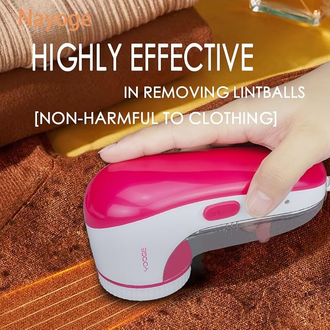 【High Power, High Efficiency】 Nayoge Electric Lint Remover,Fabric Shaver,Fuzz Remover,Remove Pilling of Clothes,Sweaters,Couch,Bed Sheets,Socks and Other Fabric,4 Stainless Steel Blades,USB Powered
