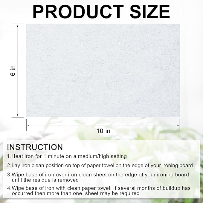 Briwooody 30 Pcs 6 x 10 Inch Hot Iron Cleaner Sheets Faultless Cream Stainless Steel Soleplate Iron Cleaner Kit Lining Cloth