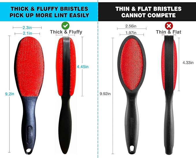 4-Pack Red Color Velvet Lint Brush for Clothes Furniture Couch, Pet Hair Remover, Reusable Double Sided Fabric Brush