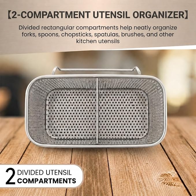 HOME&I SUS 304 Silverware Basket for Dish Rack, Hanging Utensil Holder