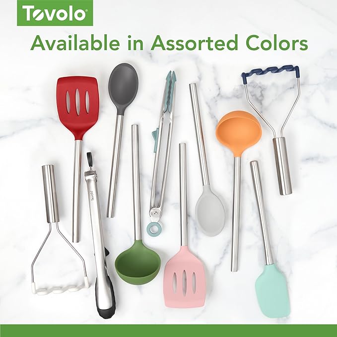 Tovolo Tongs With Silicone Tips Easy Grip 13” Long Kitchen Tongs Stainless Steel Handle For Cooking BBQ, Non Scratch Heat Resistant Metal Silicone Tipped Dishwasher Safe BPA Free Apricot Orange