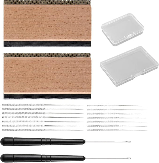 Cashmere Comb Double Sided Sweater Shaver Snag Repair Tool Kit with Snag Repair Needles Latch Hook Multifunction Fabric Clothes Shaver Travel Pilling Remover(Beech)