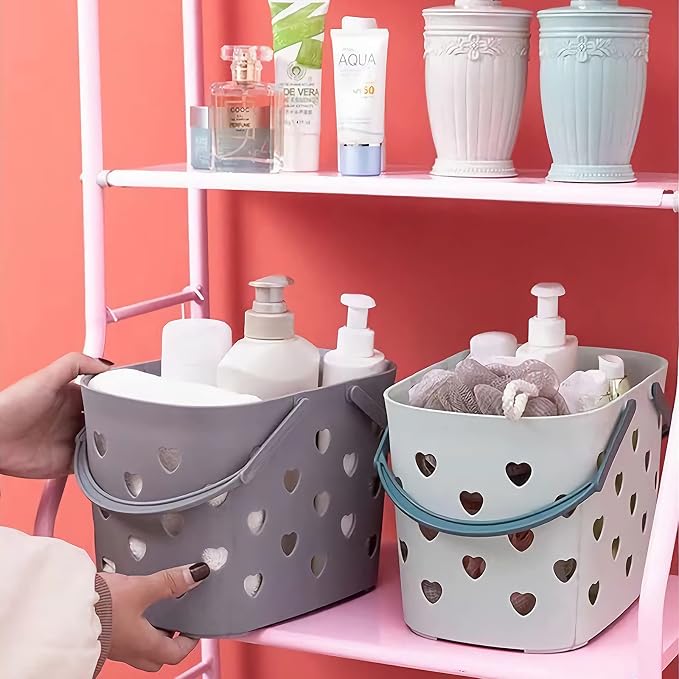 Anyoifax Portable Shower Caddy Tote Plastic Storage Basket with Handle Box Organizer Bin for Bathroom, Pantry, Kitchen, College Dorm, Garage - Grey | Bathroom Caddy Storage Tote Cleaning Supply Caddy for College Dorm, Kitchen, Pantry, Garage