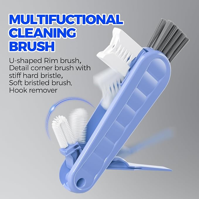 Holikme 6 Pack 4 in 1 Cup Lid Cleaning Brush 3 Straws Bottle Brush,Carrot | 4 in 1 Cup Lid Cleaning Brush Multifunctional Bottle Brush, Silicone Cup Lid Gap Cleaner, Bristle Crevice Cleaning Brush