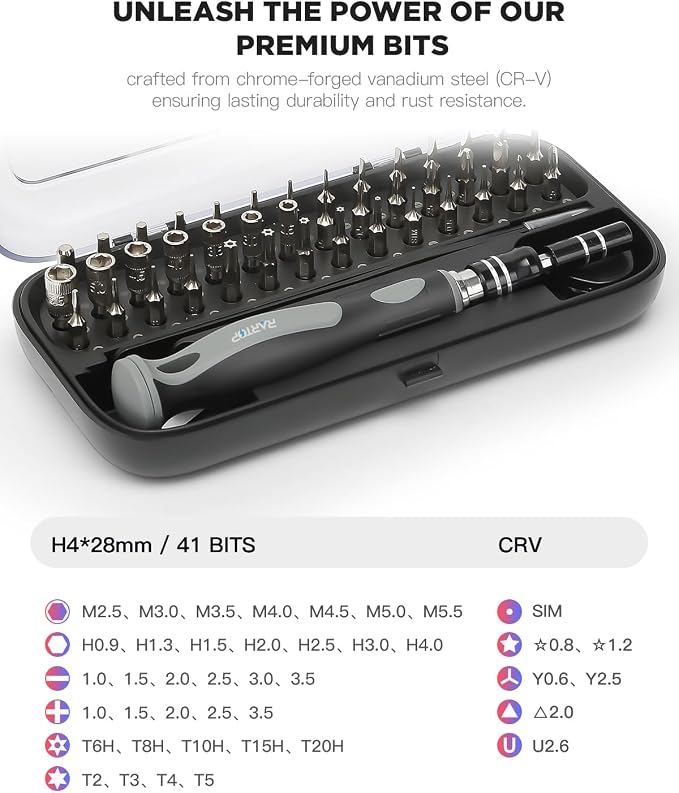 Precision Screwdriver Set - 48 in 1 screwdriver bit set Magnetic Small Screwdriver Sets with Case, mini screwdriver set for Computer, Laptop, iPhone, MacBook, PC, Game Console, Eyeglass, Black