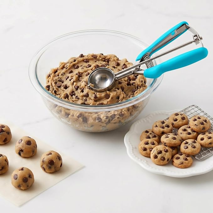Cookie Scoop, Ice Cream Scoop, 1Tbsp/15 ml/0.5oz Cookie Scoops for Baking, 18/8 Stainless Steel Cookie Scooper for Baking, Cookie Dough Scoop with Non-slip Grip(Blue)