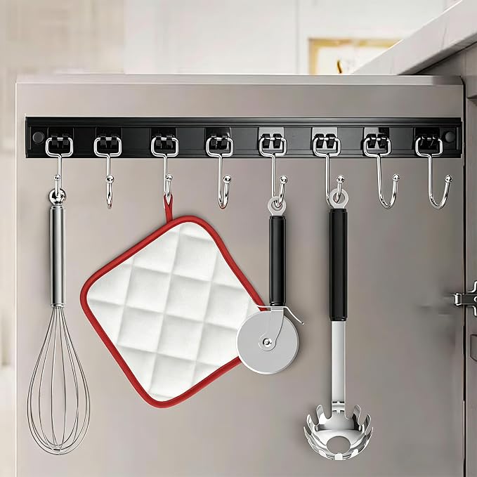 Cociat 2PCS Utensil Racks with 8 Hooks 17 Inch Kitchen Utensil Holders Hanging Utensil Rack Multifunctional (17 inch)