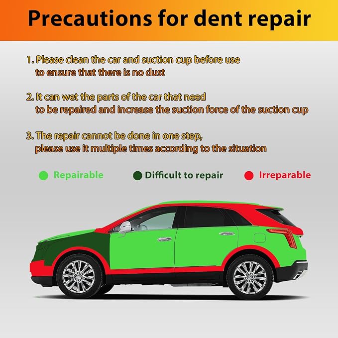 Car Dent Repair Kit, Dent Puller Kit Auto Body Dent Remove, Yellow Suction Cup Dent Puller Car Dent Pop Out Tool Dent Remover