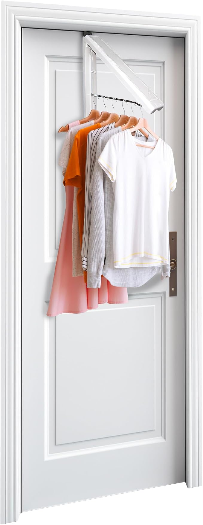 InstaHanger Collapsible Wall & Over Door Drying Rack (Bracket Included) | Clothes Hanger Rack Folds Flat To Save Space - Mounts On Wall Or Door - Supports Up To 60 Lbs - Ideal For Small Laundry Areas