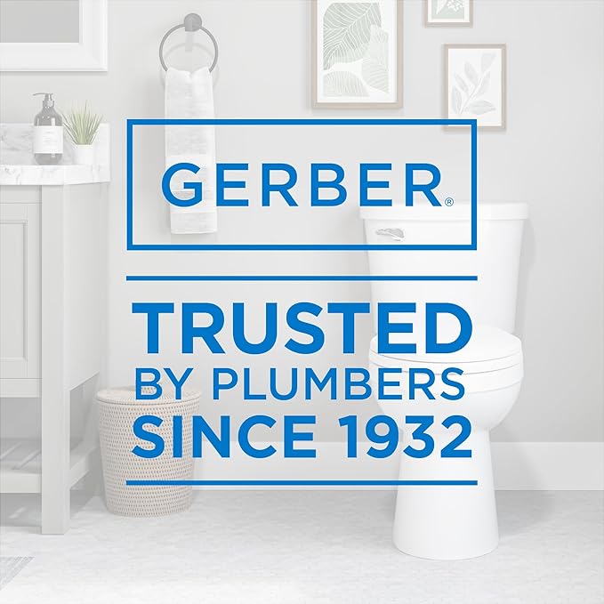 Gerber Maxwell Crest Two-Piece Toilet Elongated with 12-in Rough-in, ADA-Compliant Chair Height, High Efficiency 1.28 GPF, Soft-Close Seat and Install Kit with Wax Ring Included, White, GRS48310