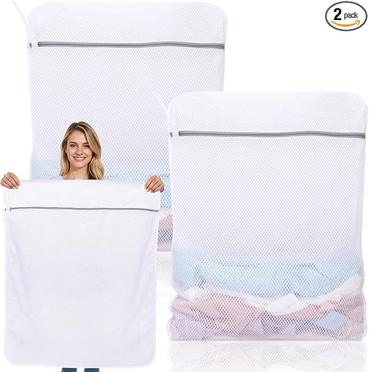 2 Pack XXX-Large Mesh Laundry Bags for Delicates, 35 x 43 Inches | 120gsm Honeycomb Mesh, Protect Delicates, Sturdy Zipper, Reusable, Washer & Dryer Safe, For College, Dorm, Home and Travel