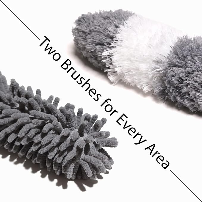 Ceiling Fan Duster with Extension Pole, 7 Ft Long Microfiber Dusters for Cleaning with 2 Brushes for High Ceiling, Cobweb Duster, Walls, Furniture and Home Cleaner