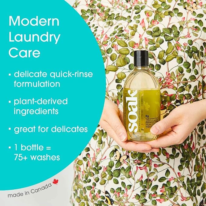 Soak Laundry Soap – No Rinse, Plant Derived Hand Wash Detergent - 375 ml / 12 fl. oz, 75+ Washes (Fig)