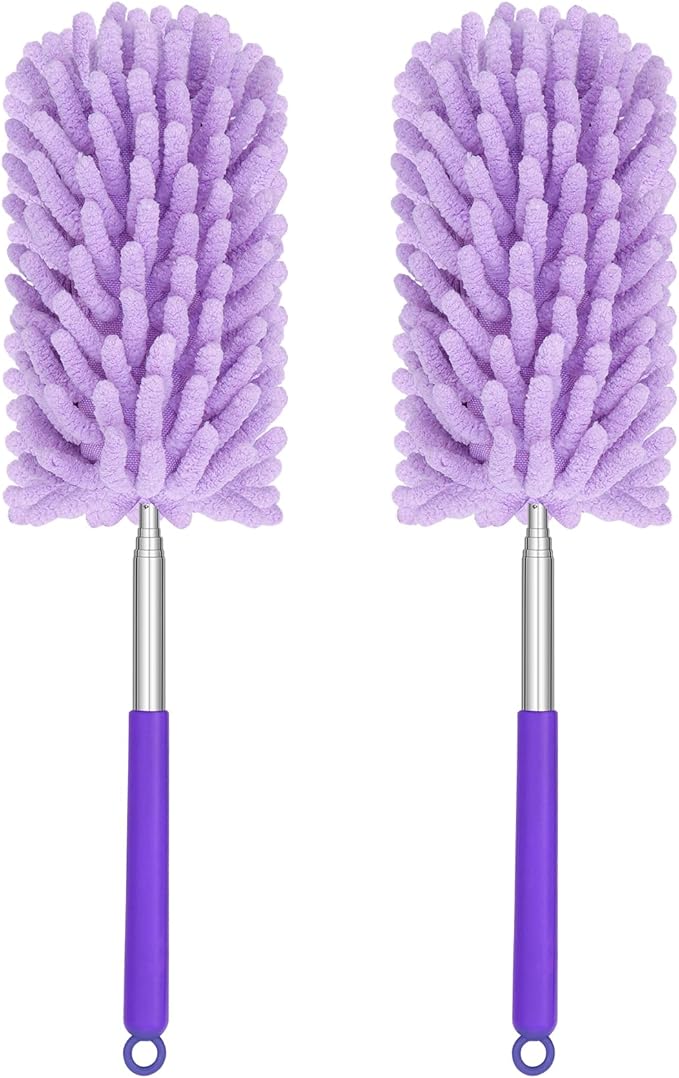 Mini Duster for Cleaning, 360° Bendable Hand Dusters with Extension Pole, Washable Small Duster for Car Interior, Office, Furniture