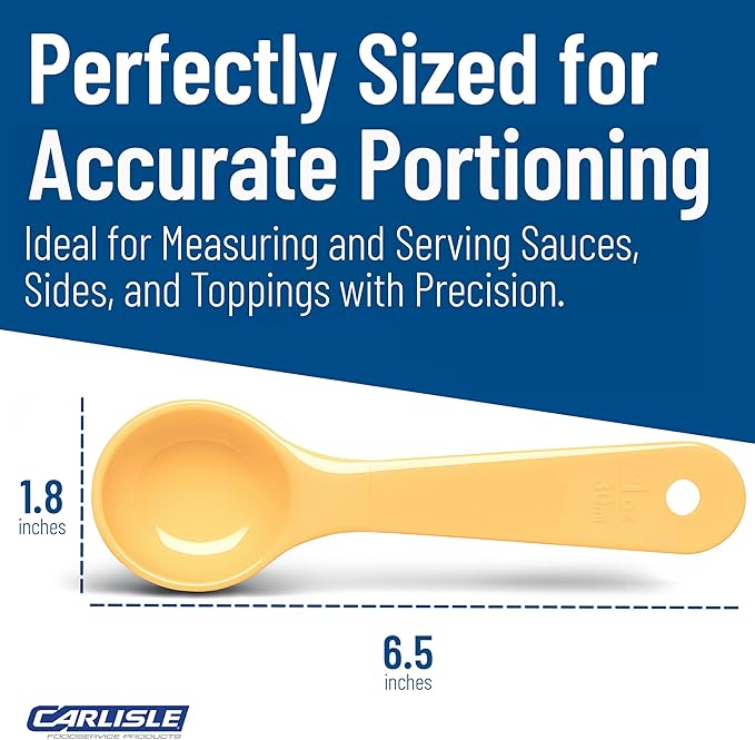 Carlisle FoodService Products 492104 Measure Miser Solid Measuring Spoon with Short Handle, 1 Ounce, Yellow