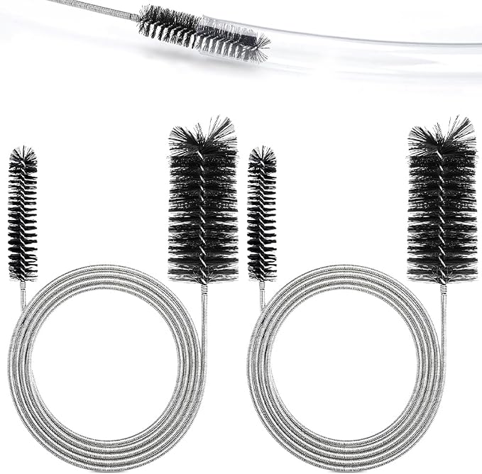 2-Pack Flexible Dual-Ended Aquarium & Kitchen Tube Brush – Stainless Steel Core with Durable Black Plastic, 61-Inch Long Cleaning Tool for Hoses, Pumps, and Narrow Pipes（Black）
