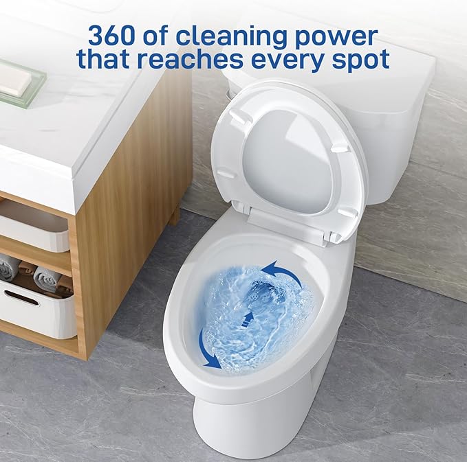 Two Piece Elongated Toilet, ADA 21" Comfort Height with Side Press Flush, 12" Rough-In, Powerful Flushing System & Under-Locking Lid, White
