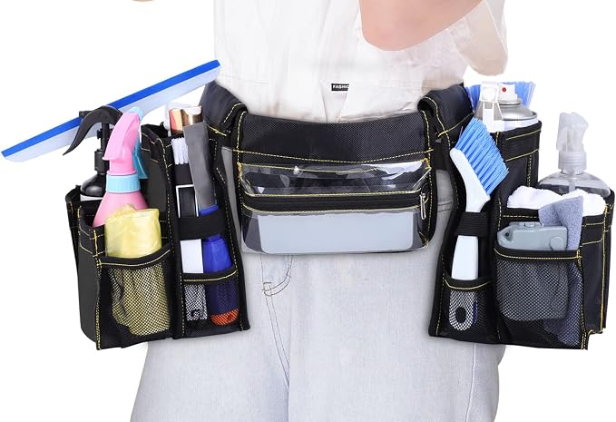 Cleaning Belt,Tool Pouch Waist Apron with Pockets Cleaning Supplies | Cleaning Tool Belt For Housekeeping Water-Resistant Cleaning Caddy Aprons for Cleaning Work