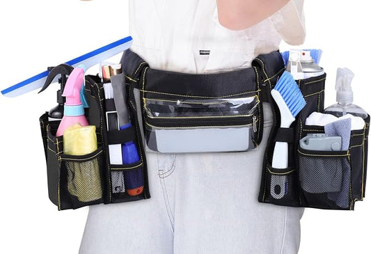 Cleaning Belt,Tool Pouch Waist Apron with Pockets Cleaning Supplies | Cleaning Tool Belt For Housekeeping Water-Resistant Cleaning Caddy Aprons for Cleaning Work