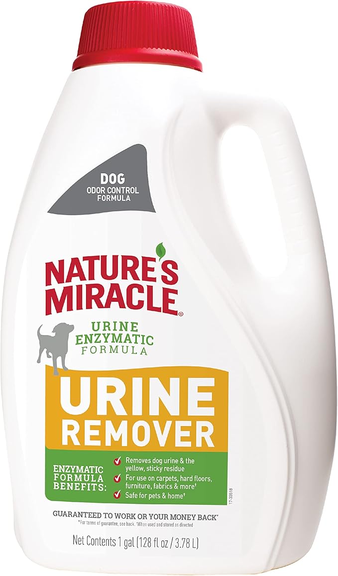Nature's Miracle Dog Urine Remover, Enzymatic Cleaner, 1 gal | Removes Dog Urine & Yellow Sticky Residue, For Use on Multiple Surfaces, Safe For Pets and Home*, Freshens With Light Scent