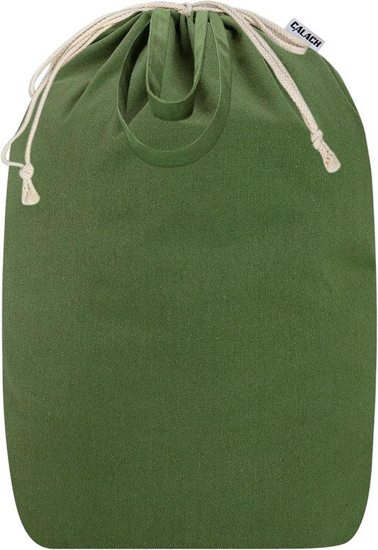 Canvas Laundry Bags with Handles & Square Base 16"Wx16"D x27.6"H, ArmyGreen | Extra Large Heavy Duty Laundry Basket Hamper Liner, Washable Drawstring Dirty Clothes Bag Canvas Storage Sack
