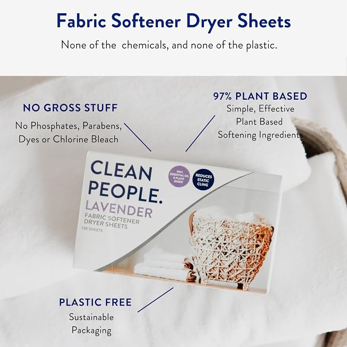 The Clean People Fabric Softener Sheets - Dryer Sheets - Softens & Removes Static Cling - Vegan Laundry Softener, Essential Oils - Lavender 360 Pack
