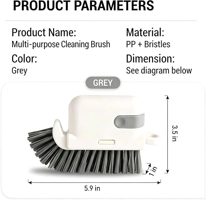 Window Track Cleaning Brush Set 3-in-1Window Sill Cleaner with Scraper Tweezers, Hard Bristle Crevice Tool for Window Groove, Sliding Door Track, Shower Rail - Gray 2 Pack
