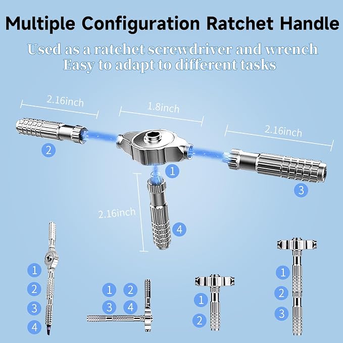 40 in 1 Magnetic Ratchet Screwdriver Set, DIY Ratchet Screwdriver Set | T Detachable Ratchet Handle, Portable S2 Tools for Furniture Assembly, Precision Electrical Appliance Repair, Bicycle Tools