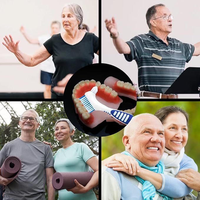 3Pcs Premium Dual-Sided Denture Cleaning Brush with Multi-Layered Soft Bristles and Rubber Anti-Slip Handle - Portable False Teeth Cleaning Tool for Efficient Denture Care (3)