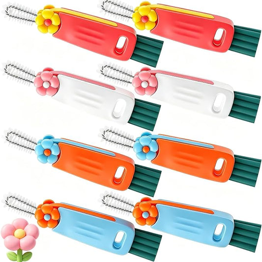 3 in 1 Cup Lid Cleaning Brush, 8PCS Multifunctional Crevice Cleaning Brush for Tumbler Water Bottle Lid, Deep Clean Tool for Home Kitchen, Red, Blue, White, Orange