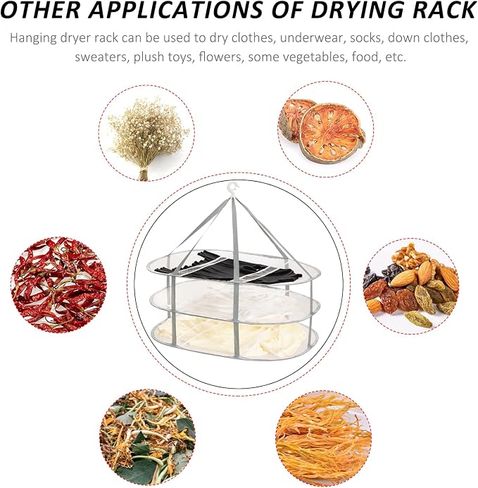 3-Tier Folding Mesh Clothes Hanging Dryer, Sweater Drying Rack, Large Laundry Drying Rack, Lay fold Flat Dry Hanger, Mesh Clothes Hanging Dryer - XL(3Tier)
