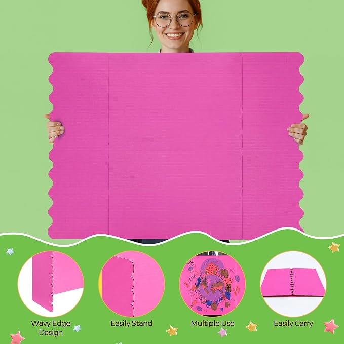 Mooliwe 4 Pack 24" X 16" Trifold Poster Board Tri Fold Poster Boards Foldable Corrugated Business Presentation Display Paper Boards for Science Fair Events, School Projects, Exhibitions