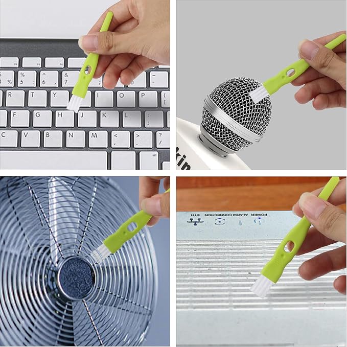 Asltw Small Scrub Brush Set, 6 pcs Cleaning Brush for Window Tracks, Grout, Corners and Crevices, Angled Bristles for Deep Cleaning, Multi Purpose Detail Brush for Kitchen and Bathroom (Silvery white)