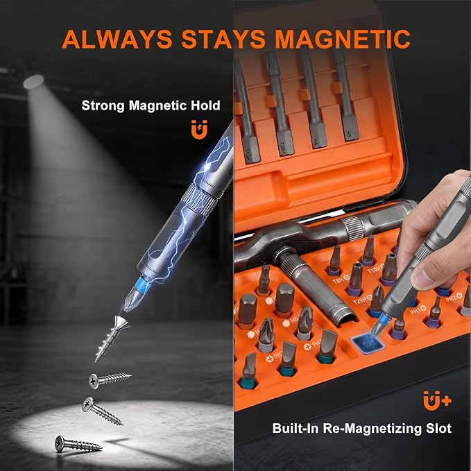 42 in 1 Magnetic Screwdriver Set, Ratcheting Screwdriver with S2 Steel Bits & Case, Screw Driver Tool Kit for Furniture, Tight Spaces, Electronics - Ideal Gift for Men, Women & DIYers (Orange)