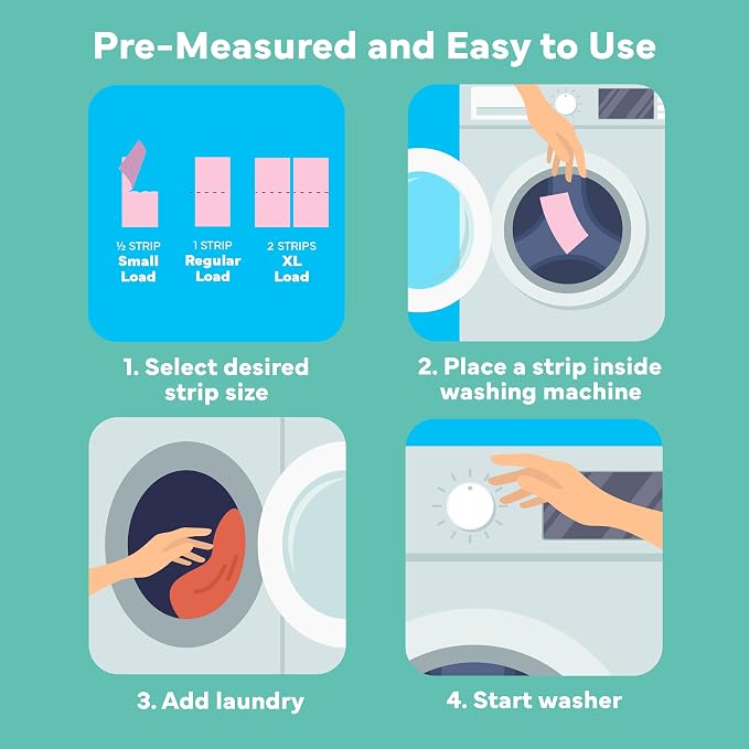 Tru Earth Fabric Softener Strips for Washing Machine, Alternative to Fabric Softener Liquid and Pods, Unscented Fragrance Free, Up to 64 Loads Per 32-Count