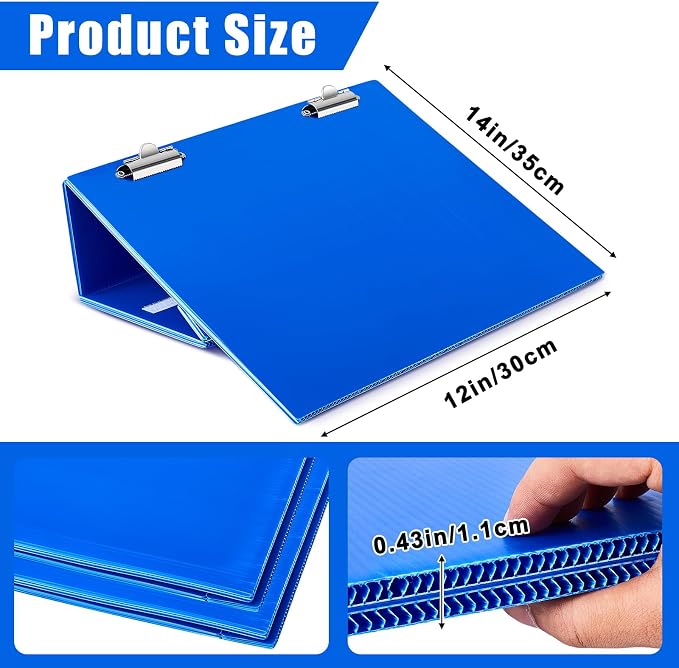 Nuanchu 1 Pcs Folding Slant Board for Writing 14 x 12 Inch Large Slanted Clipboard Adjustable Tilted Writing Boards Sloped Surface to Improve Handwriting Legibility Endurance (Blue)