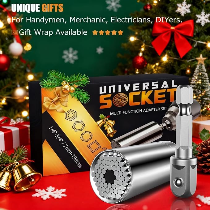 Stocking Stuffers for Men Super Universal Socket Tools Gifts for Men | Grip Set Power Drill Adapter Cool Stuff Gadgets Present Ideas Gift for Dad Husband Him Adults Mens Gifts Christmas for Women