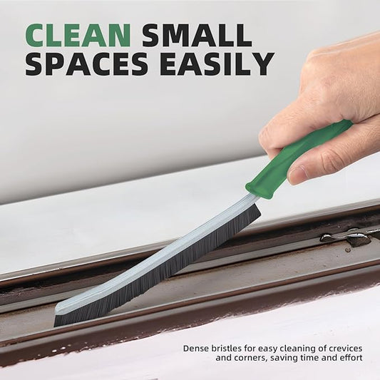 FOOGWEE Hard Bristle Crevice Cleaning Brush - Cleaning Supplies - Grout Cleaning Brushes for Household Use - Crevice Cleaning Tool for Bathroom, Home and Kitchen (3, Green)