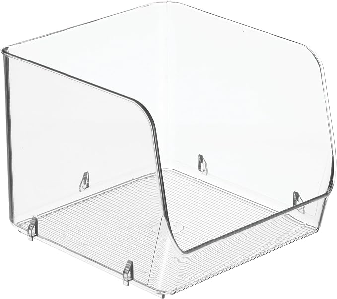 iDesign Stackable Open-Front Storage Bin, Clear | Kitchen and Pantry Organization