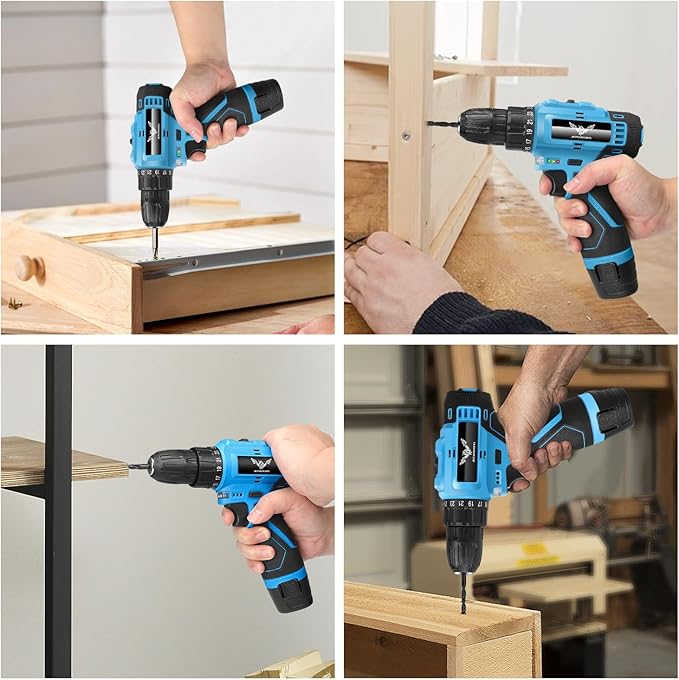 JENABOM Tool Set - 12V Cordless Drill Kit, 146 Piece Home Tool Set With Power Drill, Tool Kits for Men & Women, Perfect for Homeowner, Diyer, Handyman