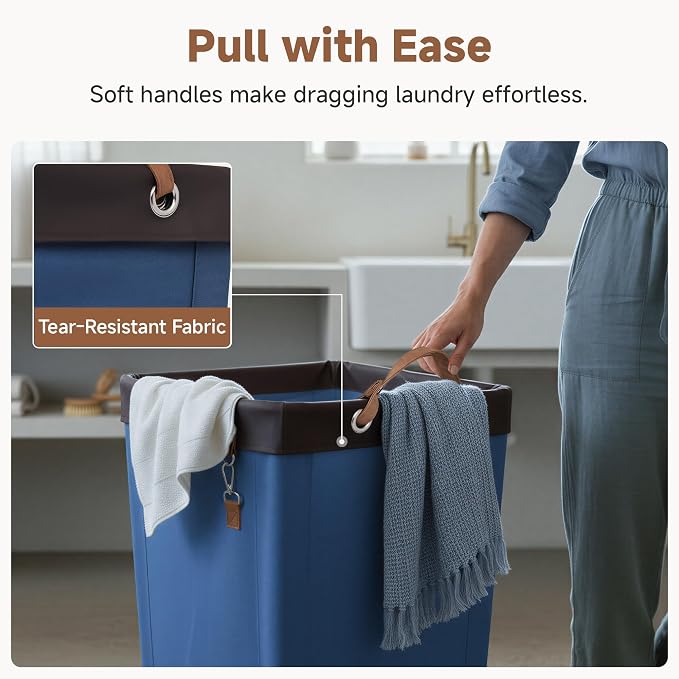 StorageWorks 160L Laundry Basket with Wheels, Rolling Hampers for Clothing