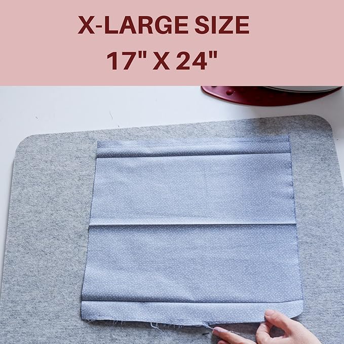 Madam Sew Natural Wool Pressing mat for Quilting |100% Wool Felt Ironing Pad | Wool Ironing Mat for Quilters,Crisp Seams on Quilt Blocks,Sewing Projects & Embroidery- Ironing mat for Sewing XL17”x24”