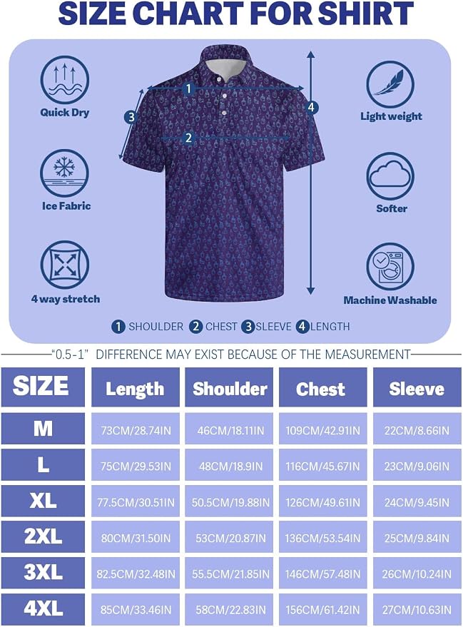 Polo Shirts for Men Moisture Wicking Mens Polo Shirts Patriotic Shirts for Men