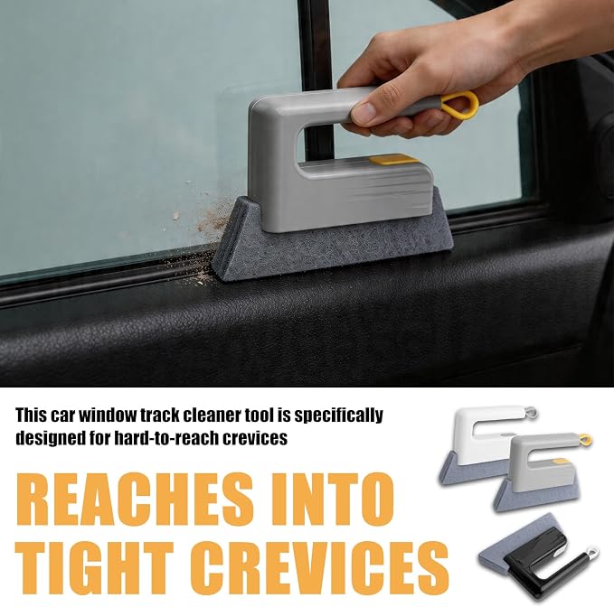 3PCS New Magic Window Track Cleaner,2-in-1 Car Window Sill Cleaner Tool for Cars Air Vents with Scraper & Comfortable Handle,Reusable Car Windows Track Cleaning Tools
