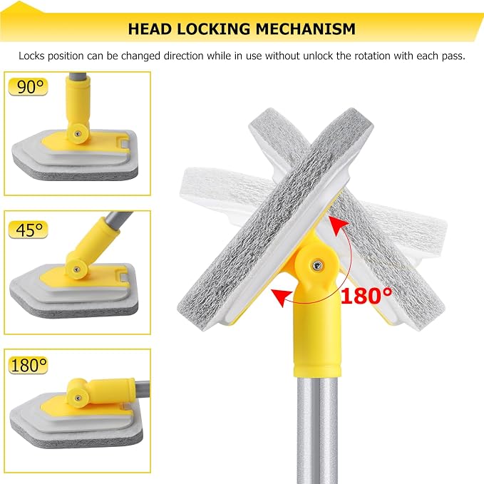 Lalafancy Bathtub Cleaning Brush Long Handle, Shower Bathroom Brush Scrubber with 3 Different Function Scrub Brush Attachments Head for Scrubing Bathroom Floors, Tubs, Tiles, and Kitchen Walls