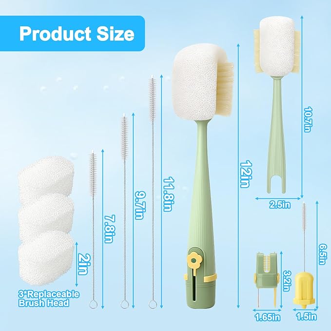 5 in 1 Bottle Cleaning Brush Set,Multifunctional,7 Pcs | Water Bottle Cleaner Brush and Straw Brush,Cleaning Tool Kit for Owala/Stanley/Yeti/Simple Modern Tumbler Cup Accessories