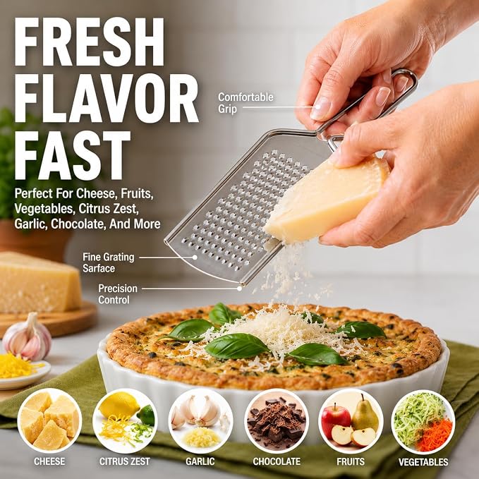 HIC Kitchen Handy Grater Zester, Japanese 420J2 Stainless Steel, Set of 2