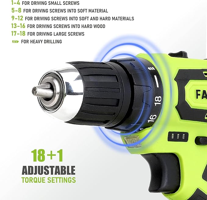 FASTPRO 232-Piece Home Tool Set with Drill, 20V Cordless Drill Driver, Household Repairing Tool Kit with Drill, 12-Inch Wide Mouth Storage Tool Bag Included, Green